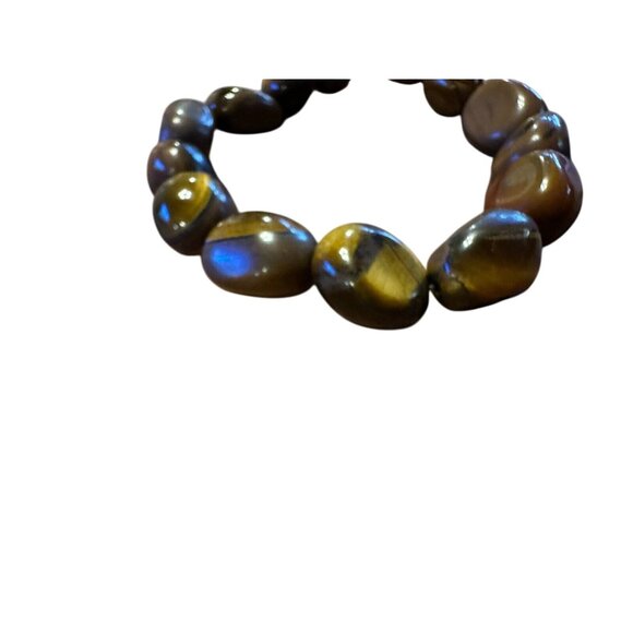 Chunky Tigers Eye Free People Stretch Bracelet For Self-Empowerment & Courage - Picture 6 of 6